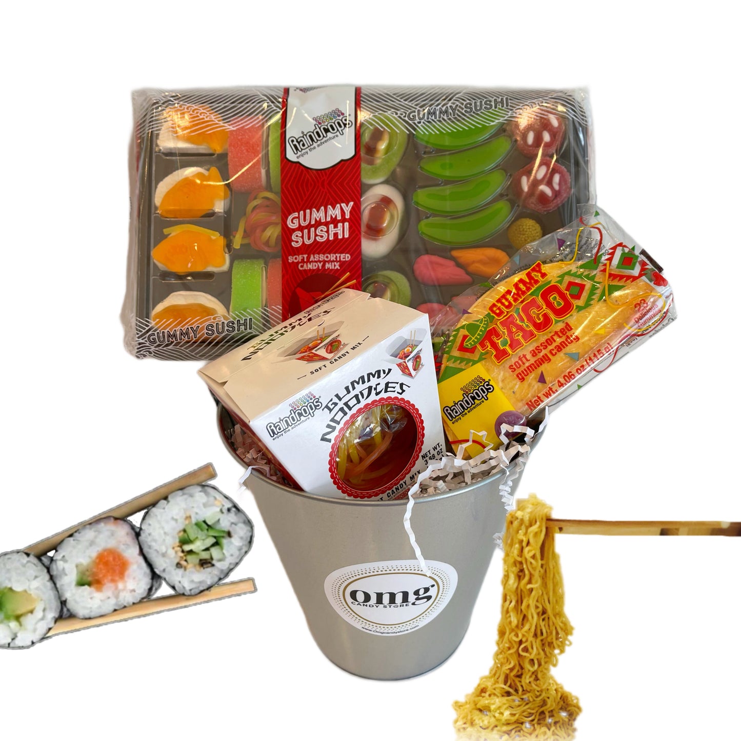 Tacos, Sushi and Noodles- Candy Bucket – OMG Candy Store